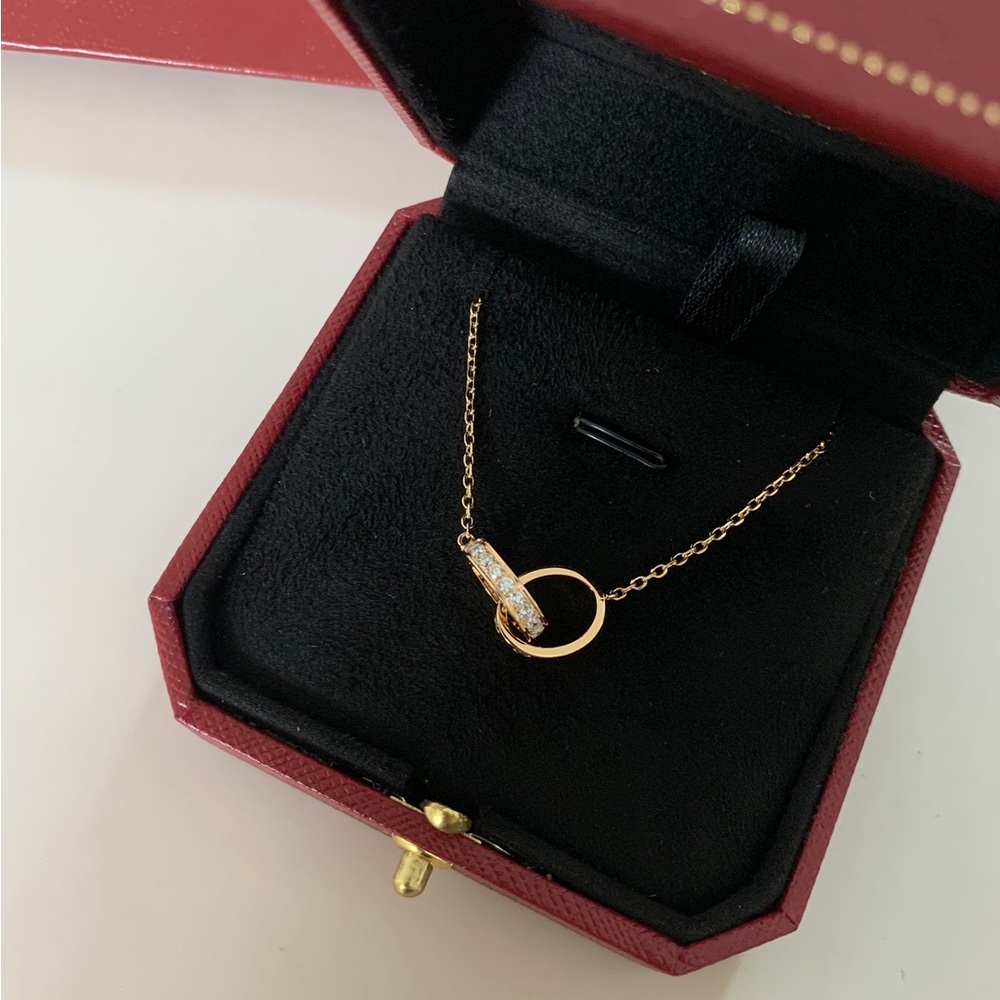 Cartier diamond double ring necklace